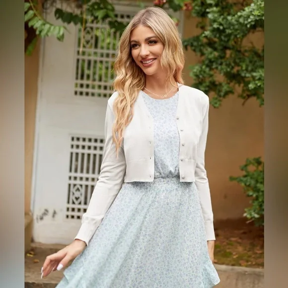 NEW [Grace Karin] Button-Up Cropped Long-Sleeved Cardigan Sweater Women’s Sz XL - Picture 4 of 16